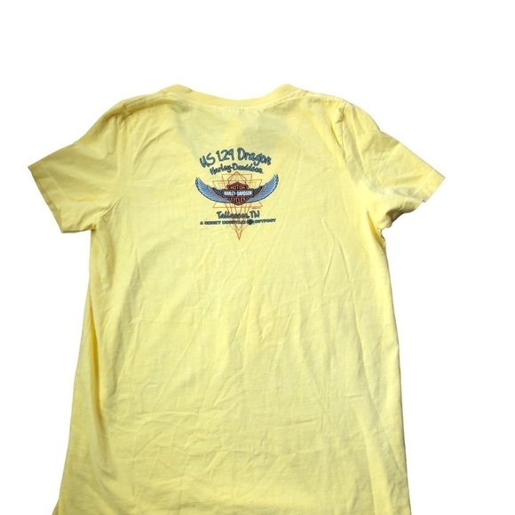 Harley~Davidson 3D V-neck Tee Yellow Sz.XL US 129 Dragon Tallassea TN Freedom - Picture 3 of 6